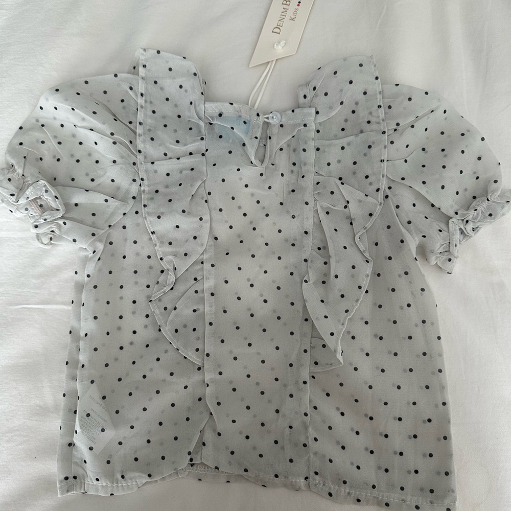 Shear Polka Dot Ruffle Kids Top 3T